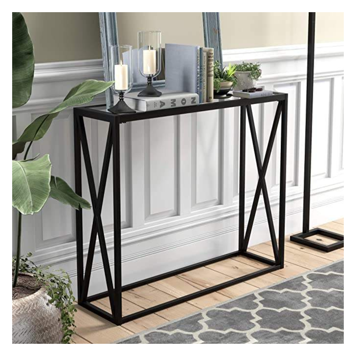 Cross Brace Console Side Table